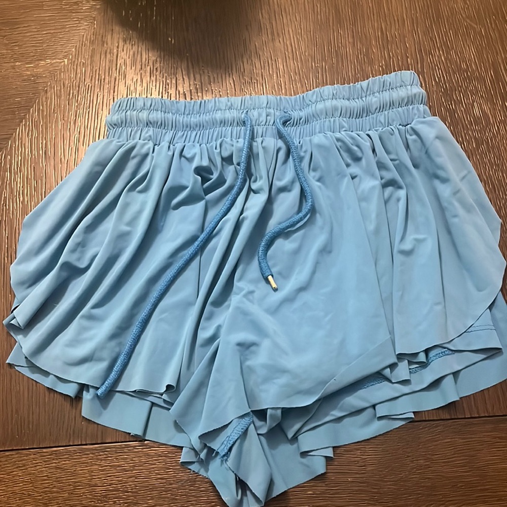 Bright blue butterfly shorts